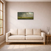 Gallery-wrapped canvas print of Martin Johnson Heade's 'Newburyport Meadows' displayed on a wall in a living room
