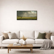 Gallery-wrapped canvas print of Martin Johnson Heade's 'Newburyport Meadows' displayed on a wall in a living room