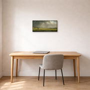 Gallery-wrapped canvas print of Martin Johnson Heade's 'Newburyport Meadows' displayed on a wall in a office