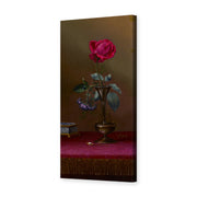 Martin Johnson Heade's 'Red Rose and Heliotrope in a Vase' painting reproduced as a gallery-wrapped canvas print