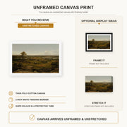Martin Johnson Heade - Rocks in New England canvas print size comparison and framing display infographic