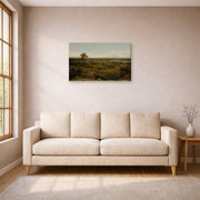 Gallery-wrapped canvas print of Martin Johnson Heade's 'Rocks in New England' displayed on a wall in a living room