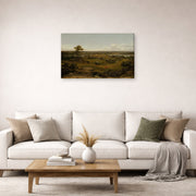 Gallery-wrapped canvas print of Martin Johnson Heade's 'Rocks in New England' displayed on a wall in a living room