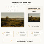 Martin Johnson Heade - Rocks in New England poster print size comparison and framing display infographic
