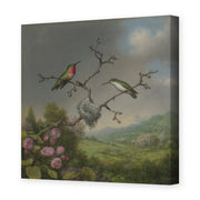 Martin Johnson Heade's 'Ruby Throated Hummingbird' painting reproduced as a gallery-wrapped canvas print