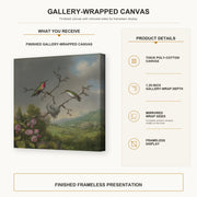 Martin Johnson Heade - Ruby Throated Hummingbird gallery wrap canvas construction and hanging details infographic