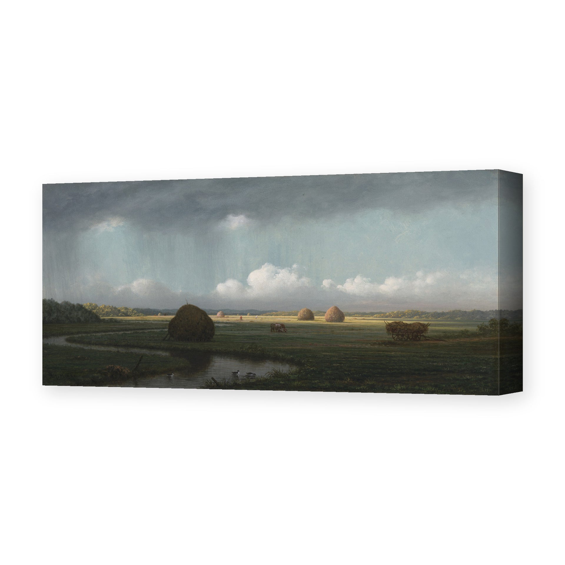 Martin Johnson Heade's 'Sudden Shower Newbury Marshes' painting reproduced as a gallery-wrapped canvas print