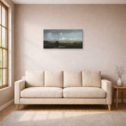 Gallery-wrapped canvas print of Martin Johnson Heade's 'Sudden Shower Newbury Marshes' displayed on a wall in a living room