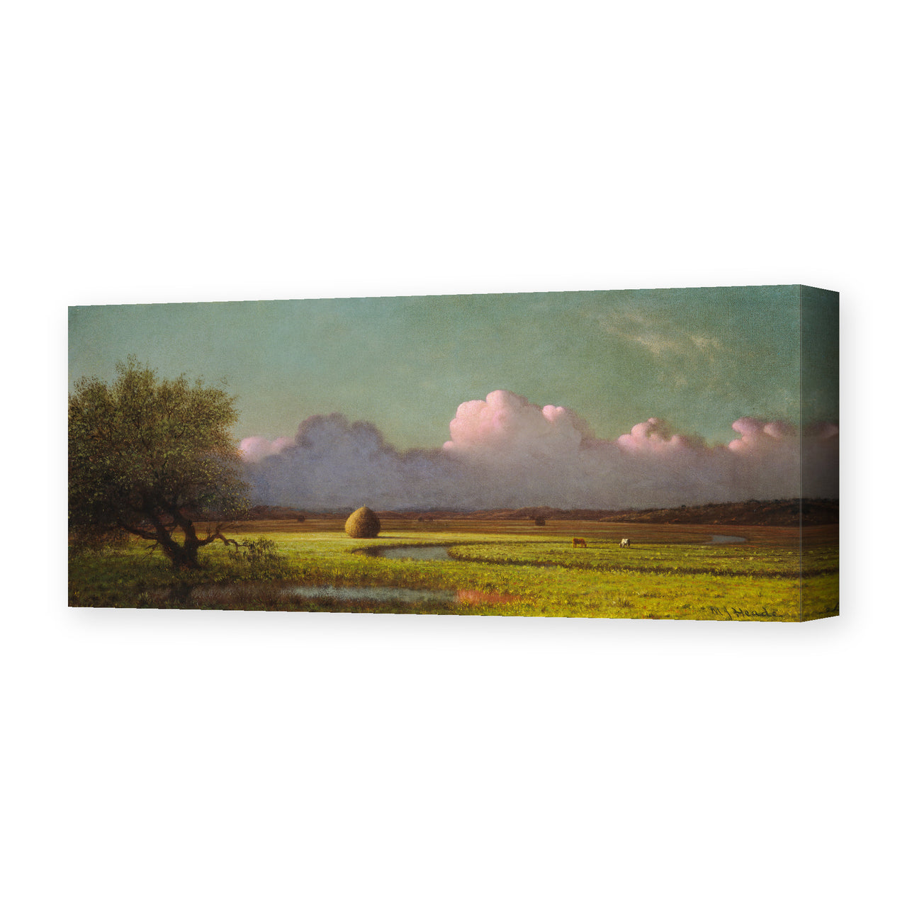 Martin Johnson Heade's 'Sunlight and Shadow The Newbury Marshes' painting reproduced as a gallery-wrapped canvas print
