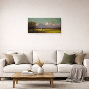 Gallery-wrapped canvas print of Martin Johnson Heade's 'Sunlight and Shadow The Newbury Marshes' displayed on a wall in a living room