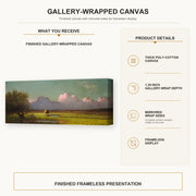 Martin Johnson Heade - Sunlight and Shadow The Newbury Marshes gallery wrap canvas construction and hanging details infographic
