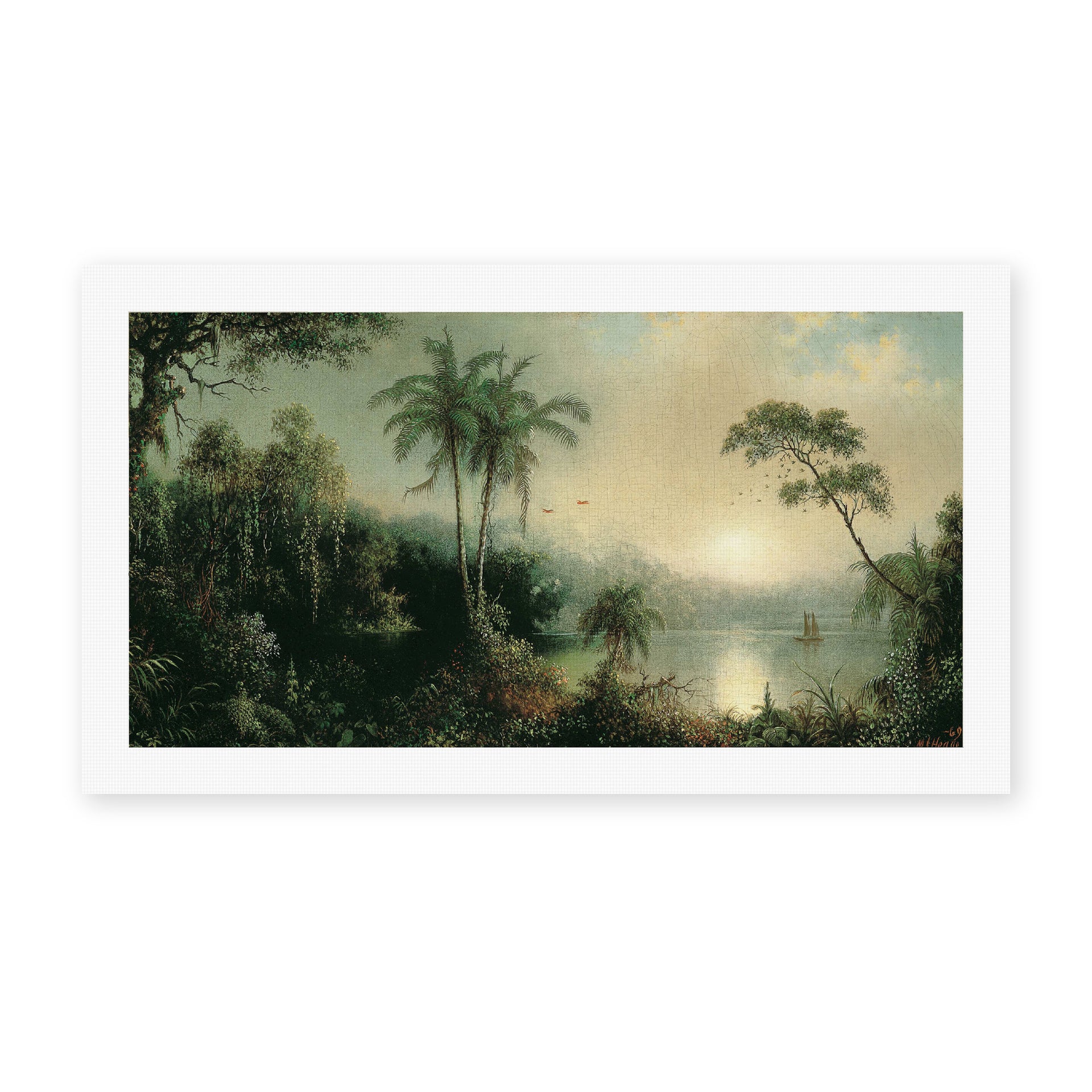 Martin Johnson Heade's 'Sunrise in Nicaragua' painting reproduced as a rolled canvas print