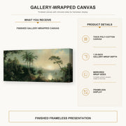 Martin Johnson Heade - Sunrise in Nicaragua gallery wrap canvas construction and hanging details infographic