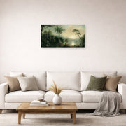 Unframed poster print of Martin Johnson Heade's 'Sunrise in Nicaragua' displayed on a wall in a living room