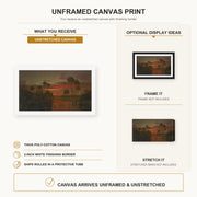 Martin Johnson Heade - The Great Florida Sunset canvas print size comparison and framing display infographic