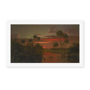 Martin Johnson Heade's 'The Great Florida Sunset' painting reproduced as a rolled canvas print