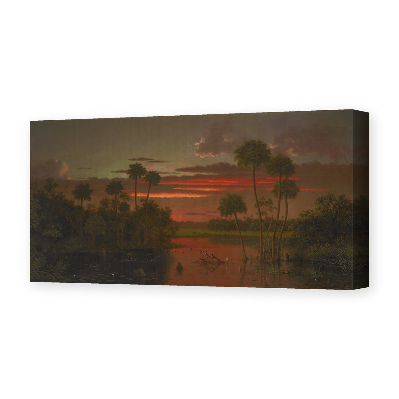 Martin Johnson Heade's 'The Great Florida Sunset' painting reproduced as a gallery-wrapped canvas print