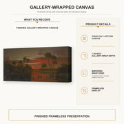 Martin Johnson Heade - The Great Florida Sunset gallery wrap canvas construction and hanging details infographic