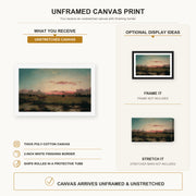 Martin Johnson Heade - The Marshes at Rhode Island canvas print size comparison and framing display infographic