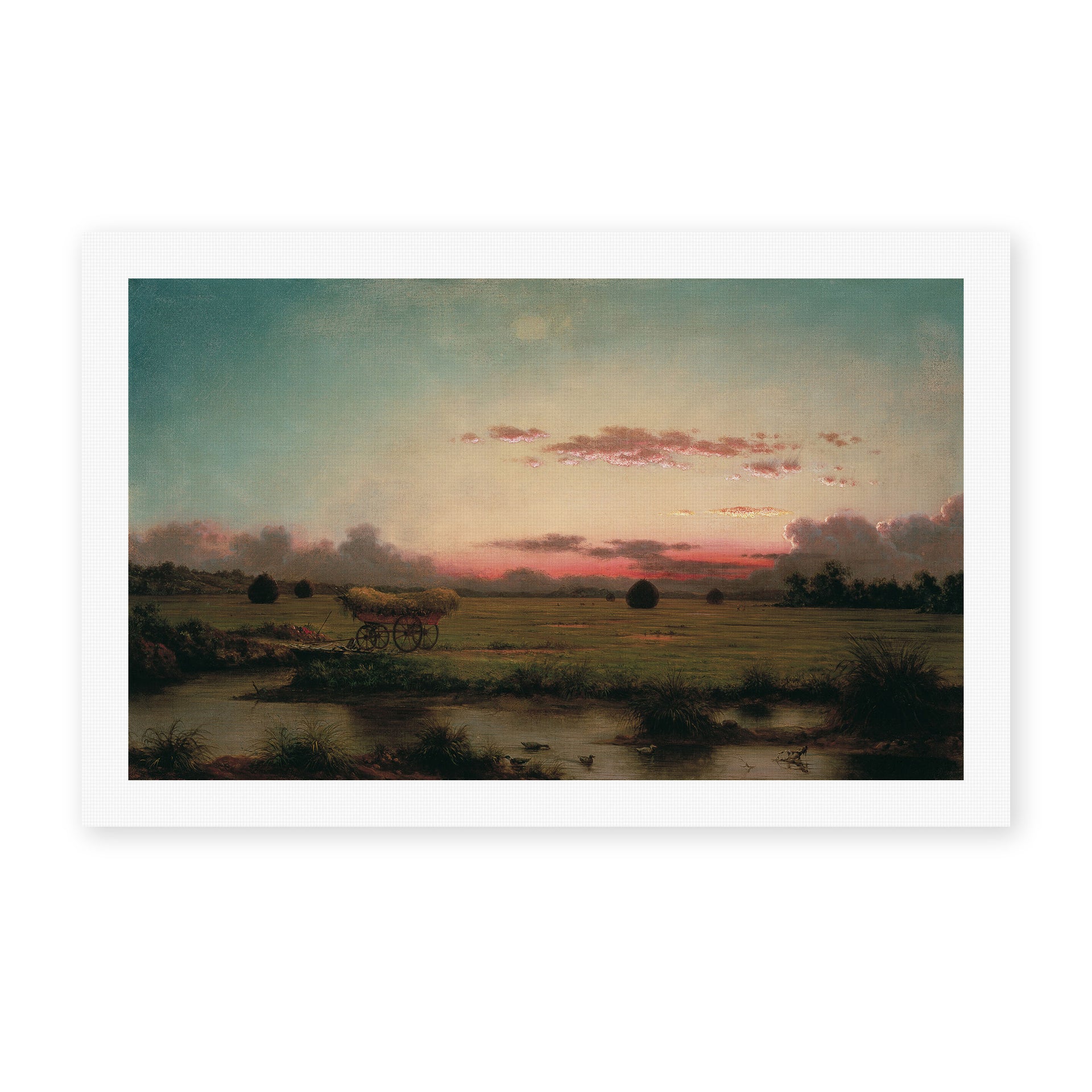 Martin Johnson Heade's 'The Marshes at Rhode Island' painting reproduced as a rolled canvas print