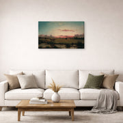 Gallery-wrapped canvas print of Martin Johnson Heade's 'The Marshes at Rhode Island' displayed on a wall in a living room