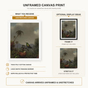 Martin Johnson Heade - Two Thorn Tails (Langsdorffs Thorn Tail Brazil) canvas print size comparison and framing display infographic