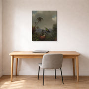 Gallery-wrapped canvas print of Martin Johnson Heade's 'Two Thorn Tails (Langsdorffs Thorn Tail Brazil)' displayed on a wall in a office