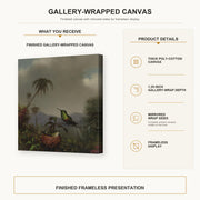 Martin Johnson Heade - Two Thorn Tails (Langsdorffs Thorn Tail Brazil) gallery wrap canvas construction and hanging details infographic