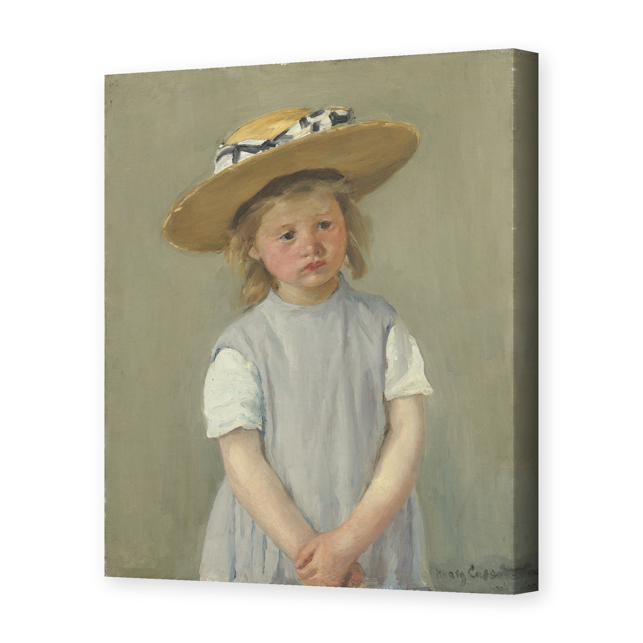 Mary Cassatt's 'Child in a Straw Hat' painting reproduced as a gallery-wrapped canvas print