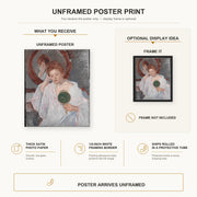 Mary Cassatt - Denise at Her Dressing Table poster print size comparison and framing display infographic