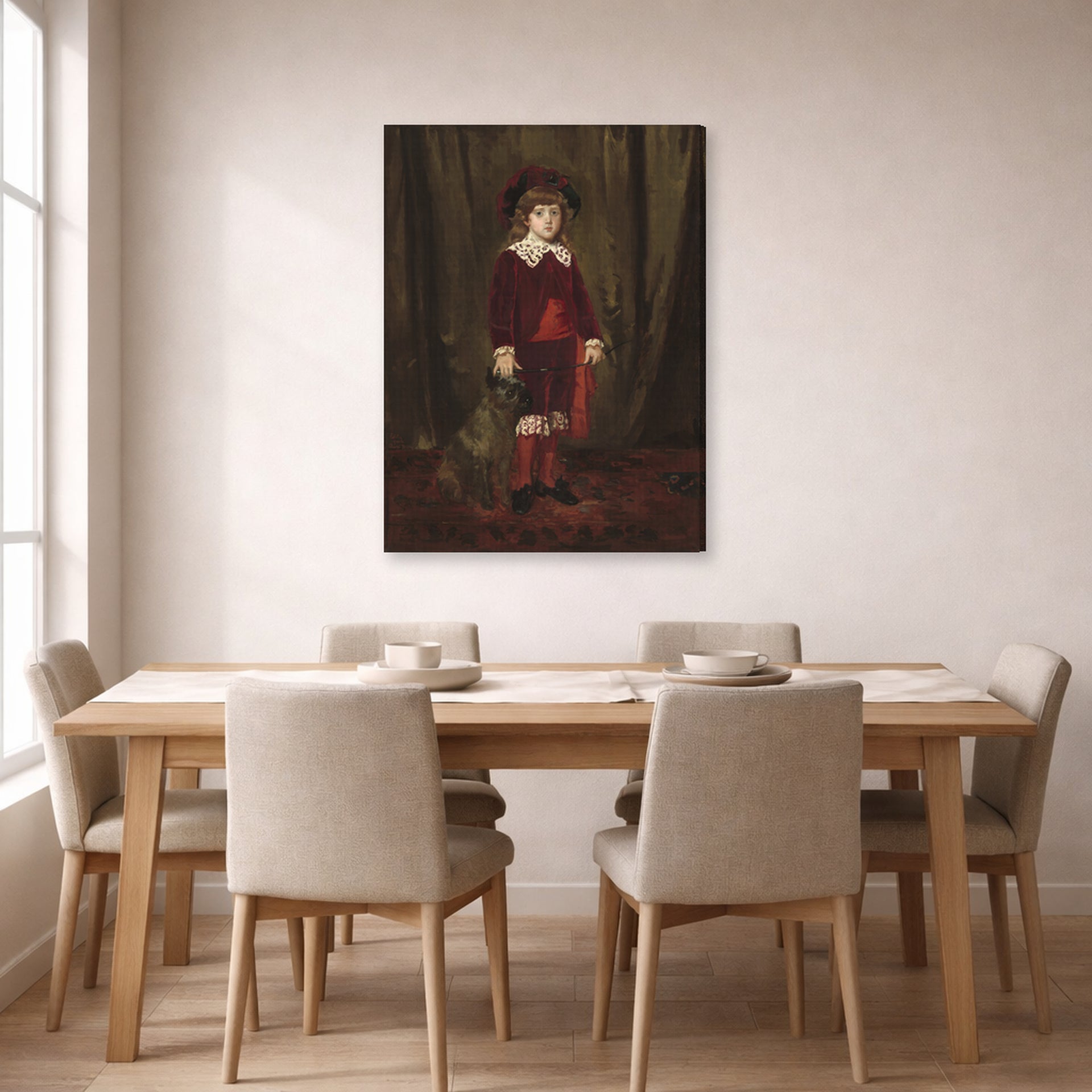 Gallery-wrapped canvas print of Mary Cassatt's Eddy Cassatt displayed on a wall in a dining room