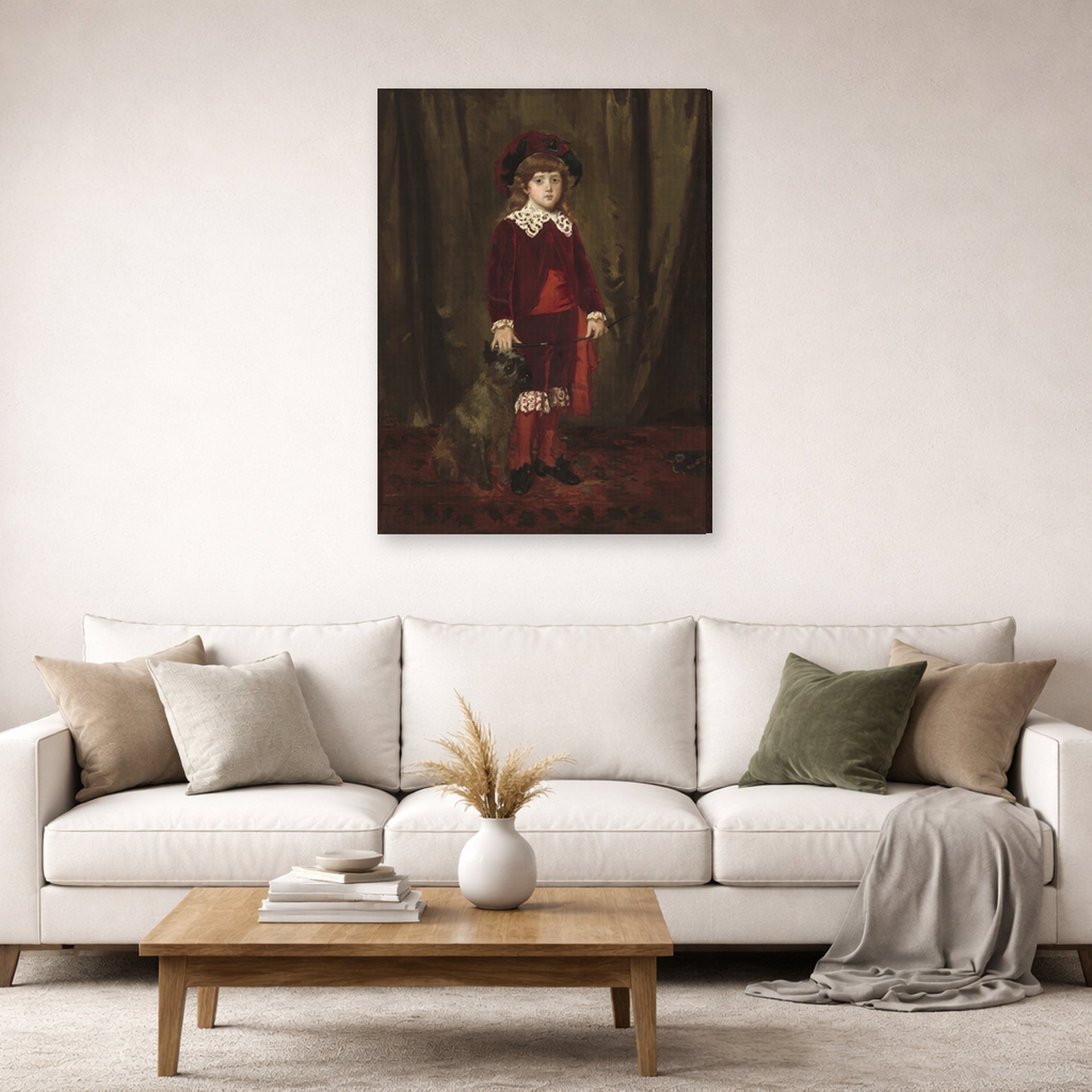 Gallery-wrapped canvas print of Mary Cassatt's Eddy Cassatt displayed on a wall in a living room