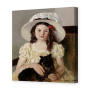 Mary Cassatt's 'Francoise Holding a Little Black Dog' painting reproduced as a gallery-wrapped canvas print