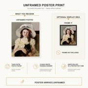 Mary Cassatt - Francoise Holding a Little Black Dog poster print size comparison and framing display infographic