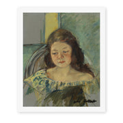 Mary Cassatt's 'Françoise in a Round Backed Chair Reading' painting reproduced as a rolled canvas print