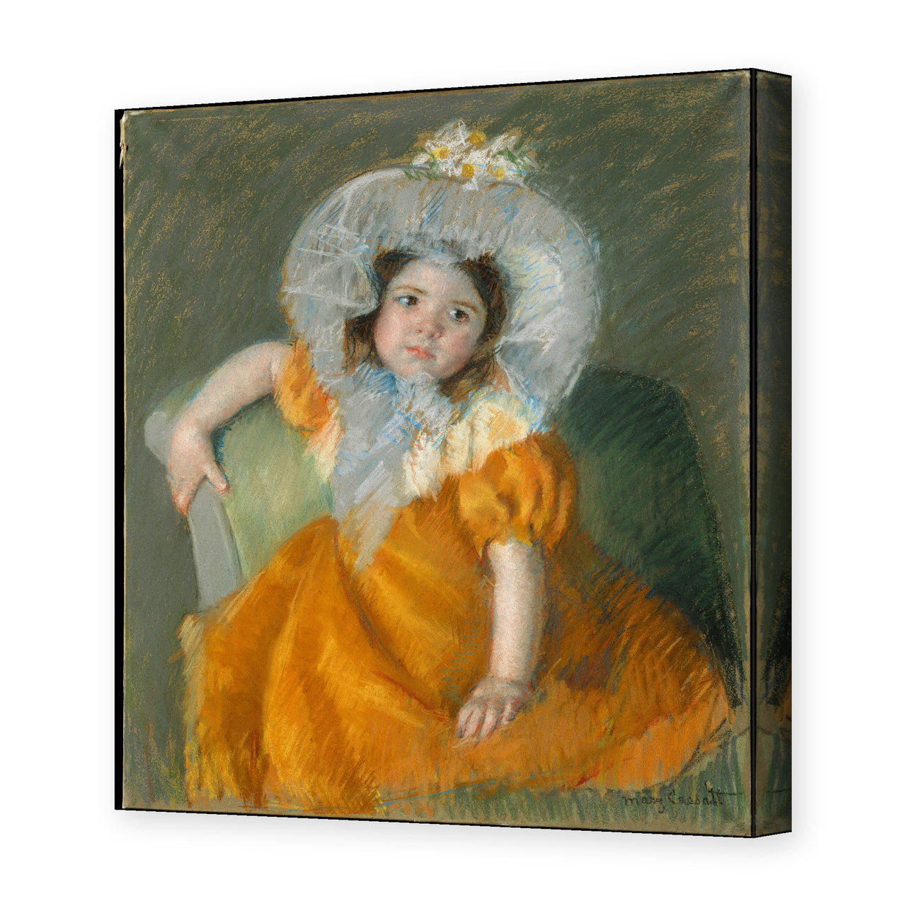 Mary Cassatt's 'Margot in Orange Dress' painting reproduced as a gallery-wrapped canvas print