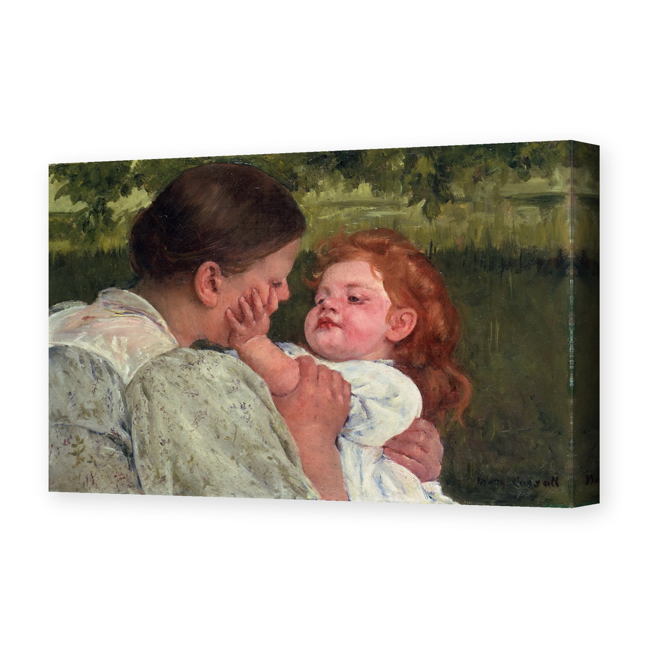 Mary Cassatt's 'Maternal Caress' painting reproduced as a gallery-wrapped canvas print