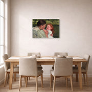 Gallery-wrapped canvas print of Mary Cassatt's Maternal Caress displayed on a wall in a dining room