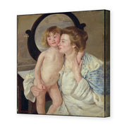 Mary Cassatt's 'Mother and Child (The Oval Mirror)' painting reproduced as a gallery-wrapped canvas print