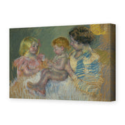 Mary Cassatt's 'Mother With Children' painting reproduced as a gallery-wrapped canvas print