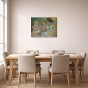 Gallery-wrapped canvas print of Mary Cassatt's Mother With Children displayed on a wall in a dining room