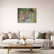 Unframed poster print of Mary Cassatt's Mother With Children displayed on a wall in a living room