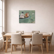 Gallery-wrapped canvas print of Mary Cassatt's On the Water (Feeding The Ducks) displayed on a wall in a dining room