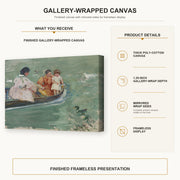 Mary Cassatt - On the Water (Feeding The Ducks) gallery wrap canvas construction and hanging details infographic