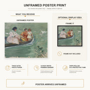 Mary Cassatt - On the Water (Feeding The Ducks) poster print size comparison and framing display infographic
