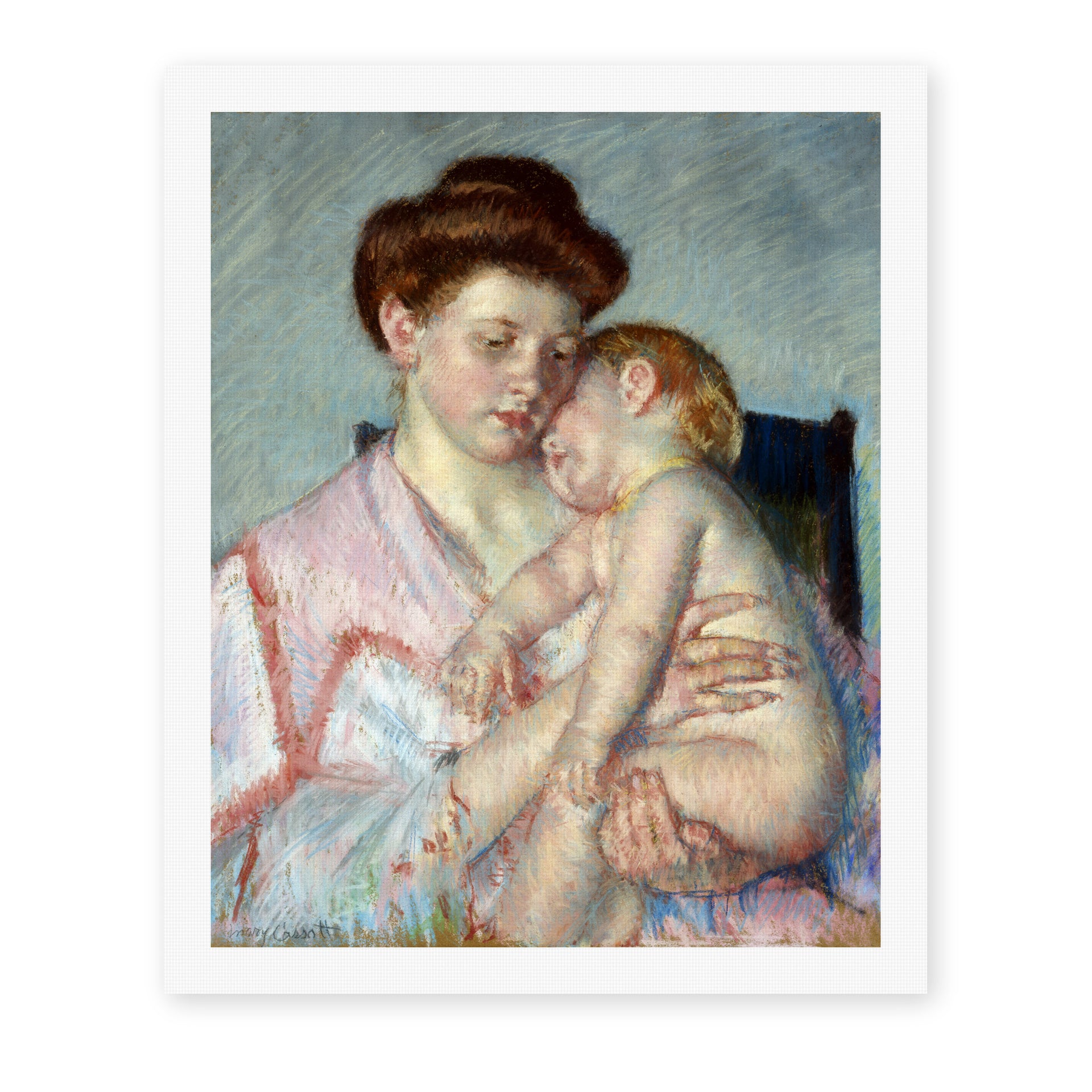 Mary Cassatt's 'Sleepy Baby' painting reproduced as a rolled canvas print