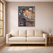 Gallery-wrapped canvas print of Mary Cassatt's Summertime displayed on a wall in a living room