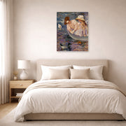 Unframed poster print of Mary Cassatt's Summertime displayed on a wall in a bedroom