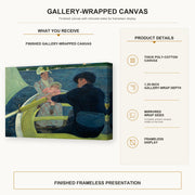 Mary Cassatt - The Boating Party gallery wrap canvas construction and hanging details infographic