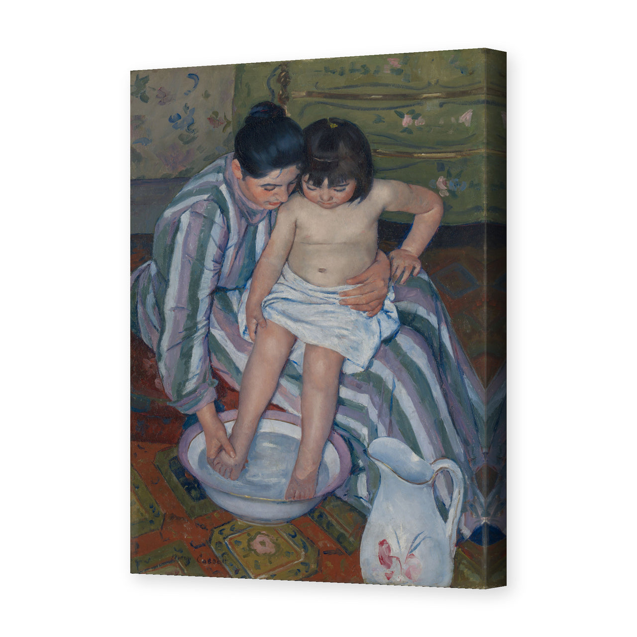 Mary Cassatt's 'The Childs Bath' painting reproduced as a gallery-wrapped canvas print